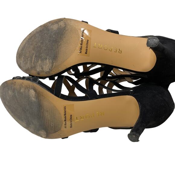 Report Kareena Cage Heels Womens Size 9 Faux Leather Strappy Black - Picture 8 of 8